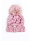 Winter hat with a ribbing, dark pink C32 - Online store - Boutique